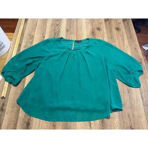 Ryan Wylde Blouse Women's Plus Size 4X Green 3/4 Sleeve Lightweight